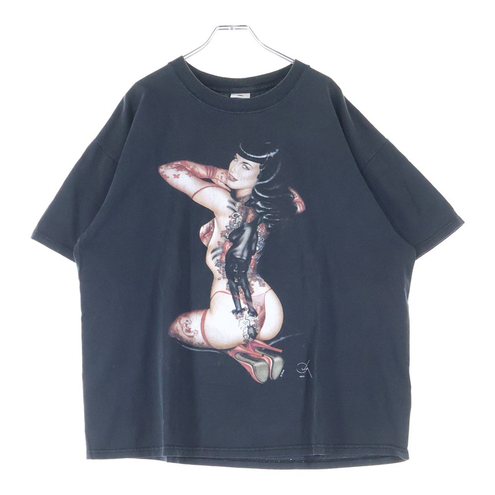 VINTAGE(ヴィンテージ) 00-90s BETTY PAGE OLIVIA ベティ ペイジ フロントプリント Tシャツ 半袖カットソー ブラック