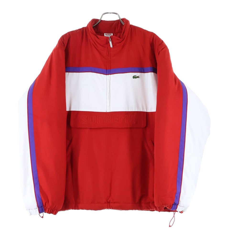 SUPREME(シュプリーム) 19AW ×LACOSTE puffy half zip pullover ラコステ パフィ ハーフジップ プルオーバー ナイロン ダウンジャケット レッド