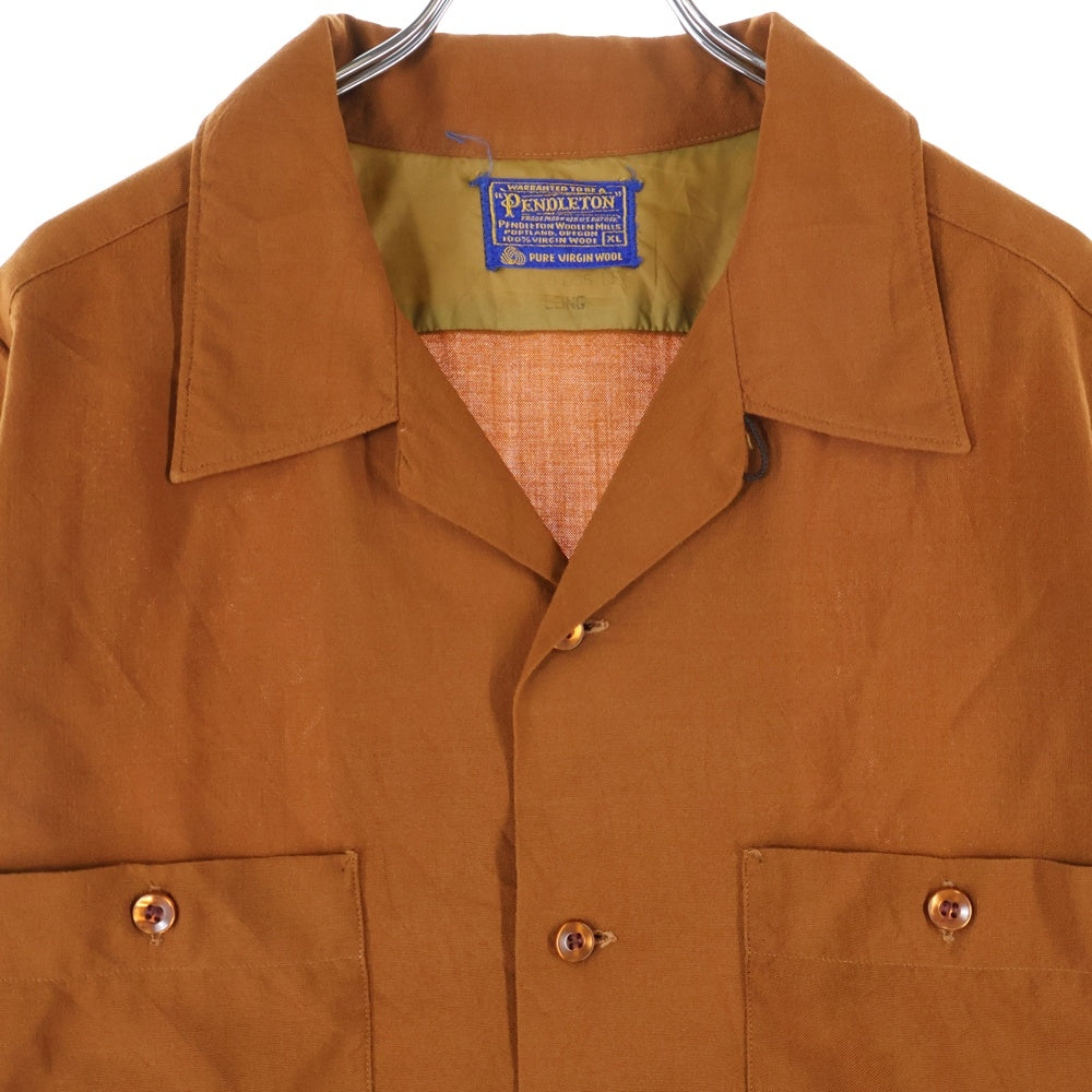 PENDLETON(ペンドルトン) 60-70s VINTAGE オープンカラー ウール 長袖シャツ ブラウン