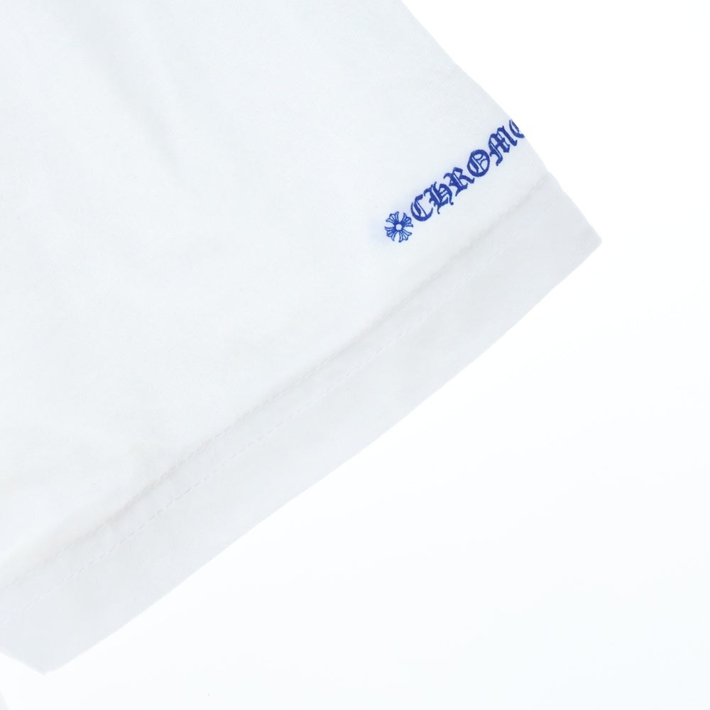 CHROME HEARTS(クロムハーツ) CH T-SHRT 1 ネックロゴプリント クルーネック 半袖Tシャツ カットソー ホワイト/ブルー