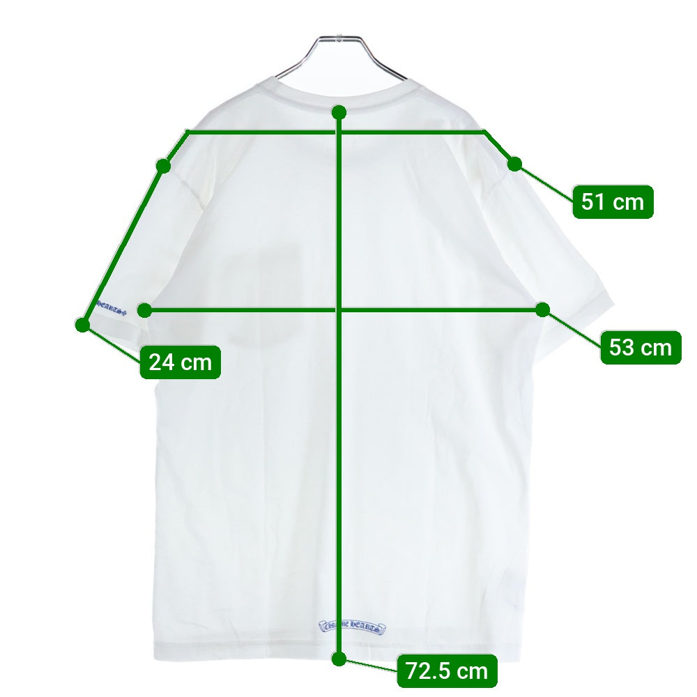 CHROME HEARTS(クロムハーツ) CH T-SHRT 1 ネックロゴプリント クルーネック 半袖Tシャツ カットソー ホワイト/ブルー