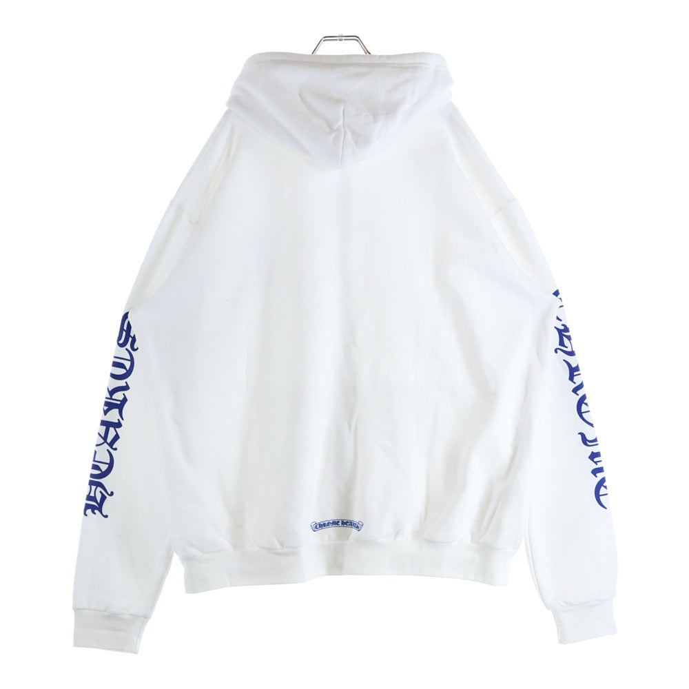 CHROME HEARTS(クロムハーツ) SWTSHRT HD ZIP アームロゴ ジップアップ パーカー ホワイト/ブルー