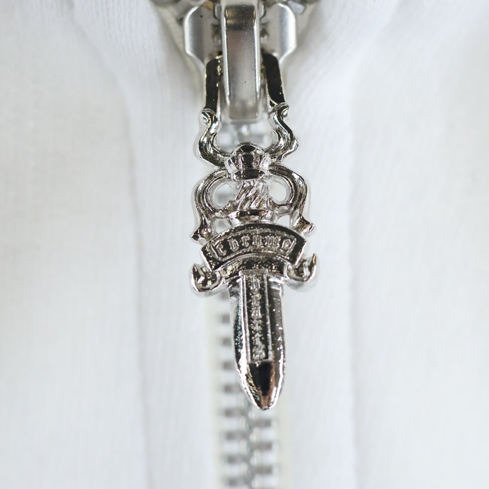 CHROME HEARTS(クロムハーツ) SWTSHRT HD ZIP アームロゴ ジップアップ パーカー ホワイト/ブルー