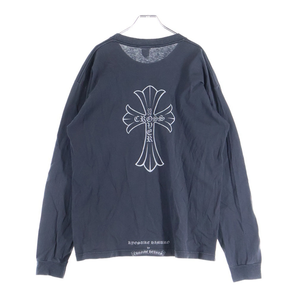 CHROME HEARTS(クロムハーツ) OLD BCAK CROSS L/S TEE 氷室京介 オールド バッククロス 長袖プリントTシャツ カットソー シルバープリント ブラック