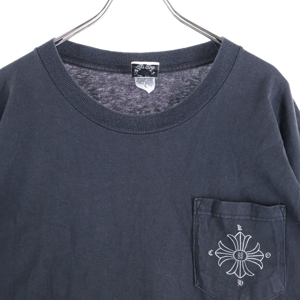 CHROME HEARTS(クロムハーツ) OLD BCAK CROSS L/S TEE 氷室京介 オールド バッククロス 長袖プリントTシャツ カットソー シルバープリント ブラック