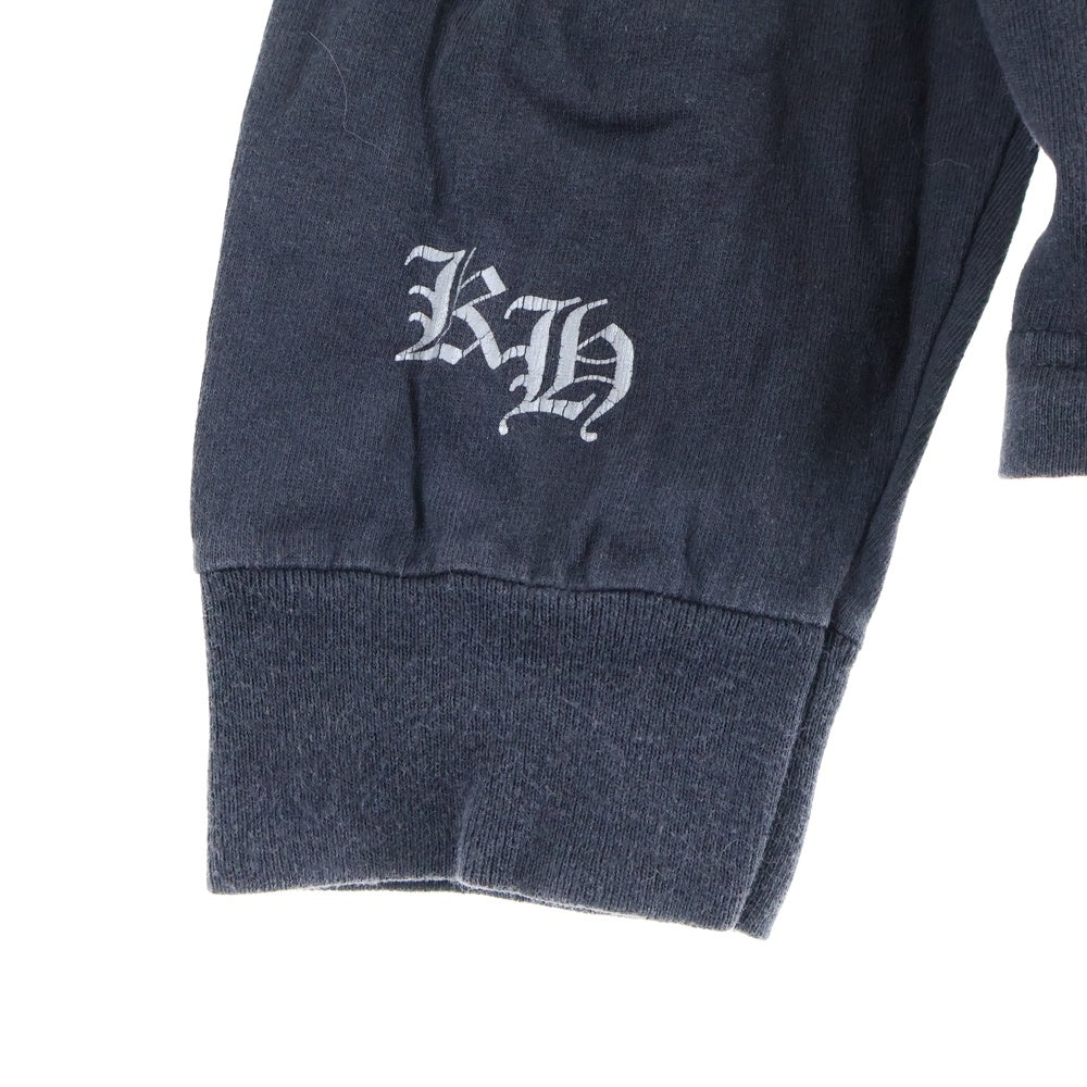 CHROME HEARTS(クロムハーツ) OLD BCAK CROSS L/S TEE 氷室京介 オールド バッククロス 長袖プリントTシャツ カットソー シルバープリント ブラック