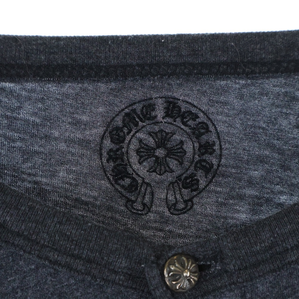 CHROME HEARTS(クロムハーツ) クロスボールボタン ヘンリーネック 長袖Tシャツ カットソー グレー
