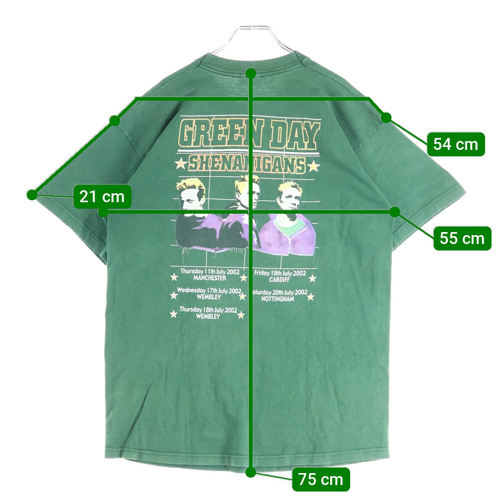 VINTAGE(ヴィンテージ) 00s GREEN DAY Shenanigans Tour Tee グリーンデイ 両面プリント 半袖Tシャツ カットソー グリーン