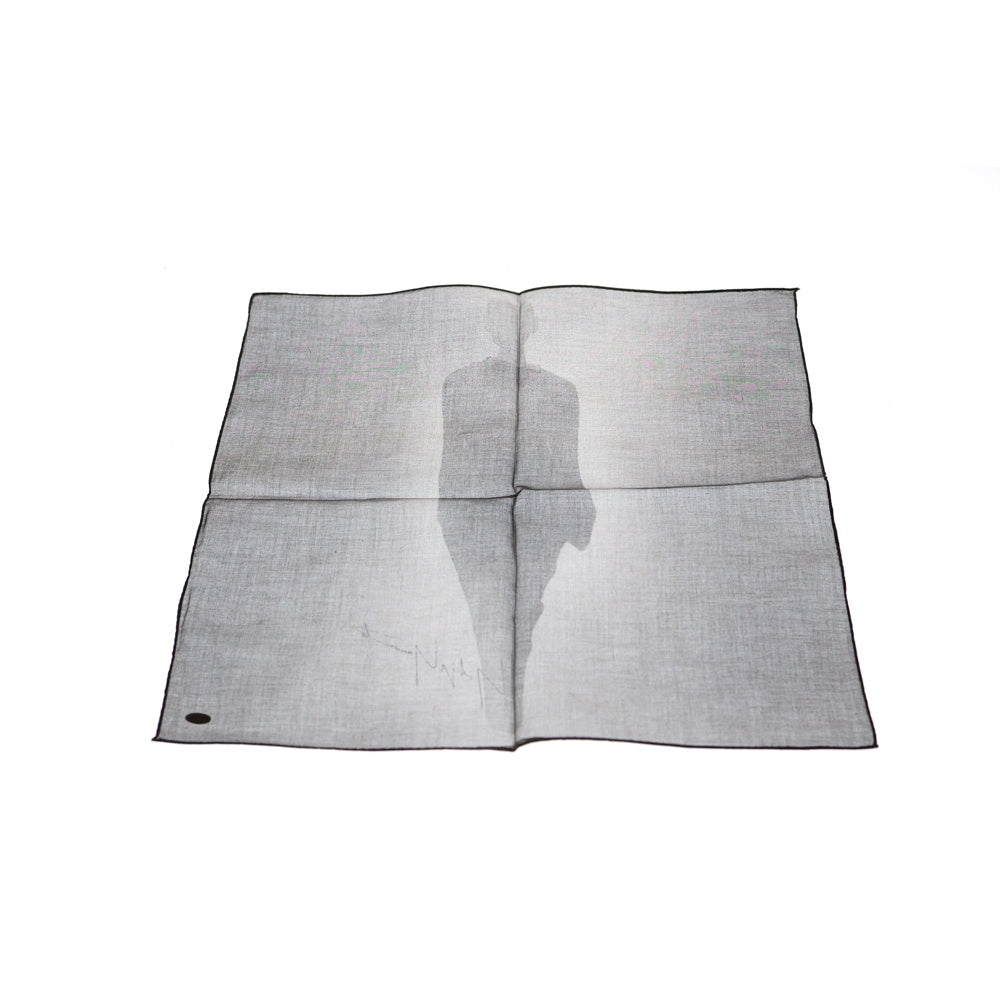 Yohji Yamamoto(ヨウジヤマモト) 90s ×Mats Gustafson マッツグスタフソン コラボ ハンカチ スカーフ 手捺 ブラック