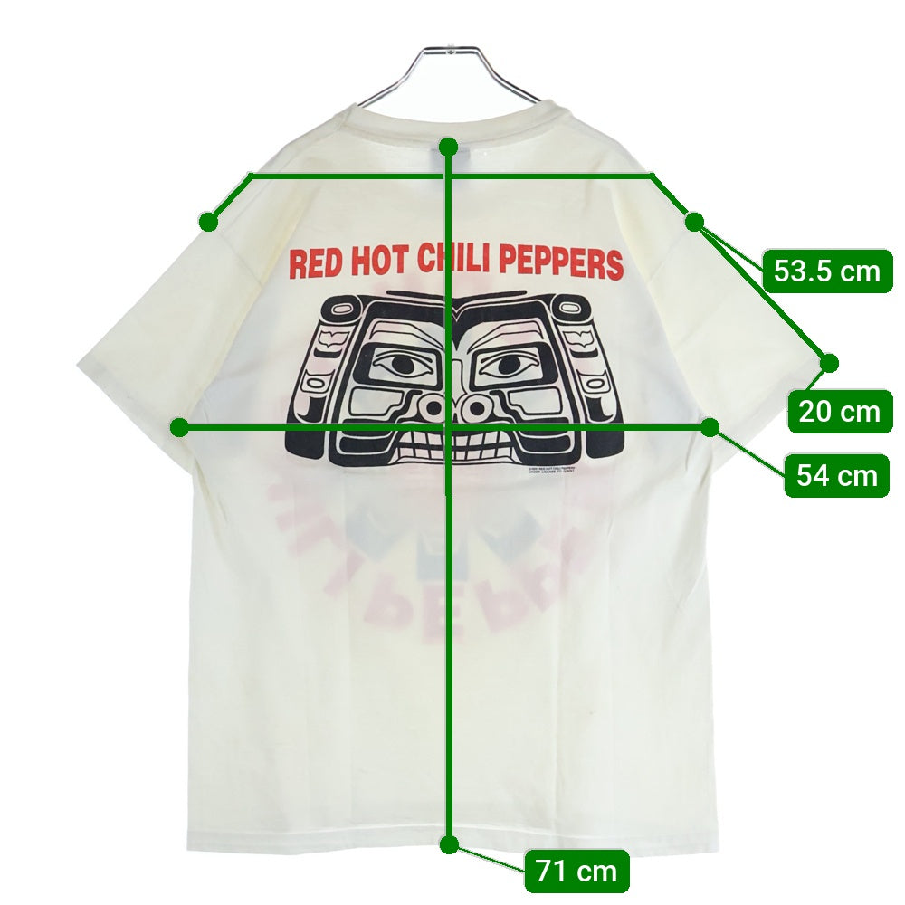 VINTAGE(ヴィンテージ) 90s RED HOT CHILI PEPPERS AZTEC レッドホットチリペッパーズ 両面プリント Tシャツ 半袖カットソー ホワイト