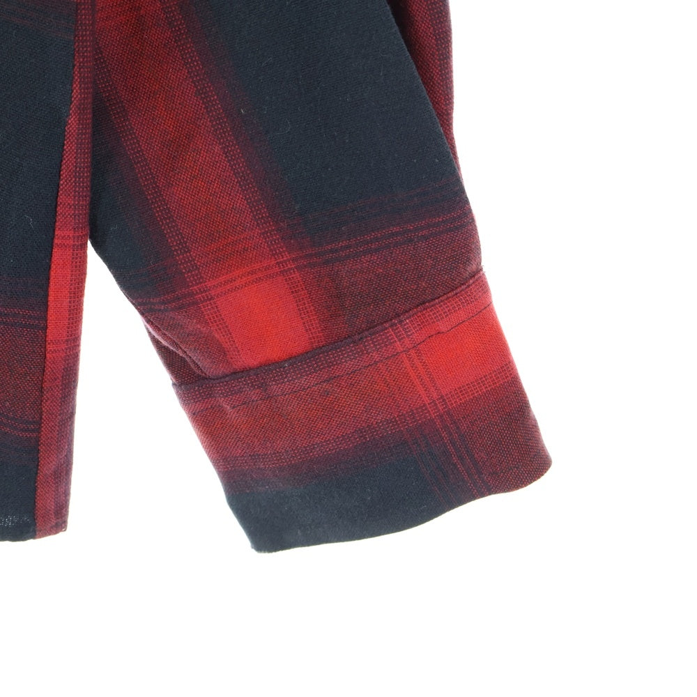 VINTAGE(ヴィンテージ) ARROW レギュラーカラー アクリル バッファローチェック 長袖 シャツ ブラック/レッド