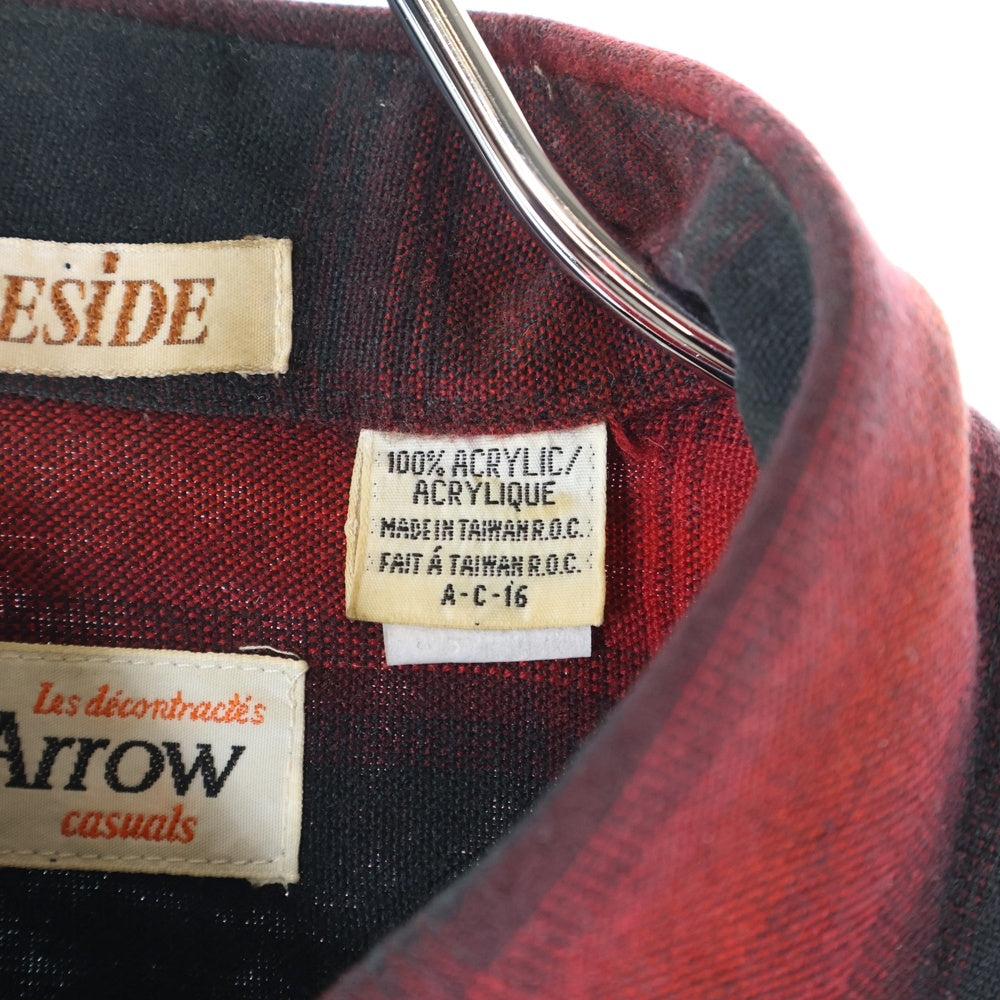 VINTAGE(ヴィンテージ) ARROW レギュラーカラー アクリル バッファローチェック 長袖 シャツ ブラック/レッド