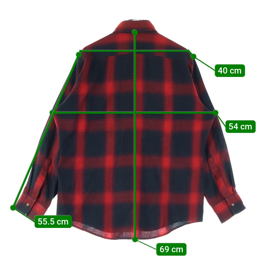 VINTAGE(ヴィンテージ) ARROW レギュラーカラー アクリル バッファローチェック 長袖 シャツ ブラック/レッド