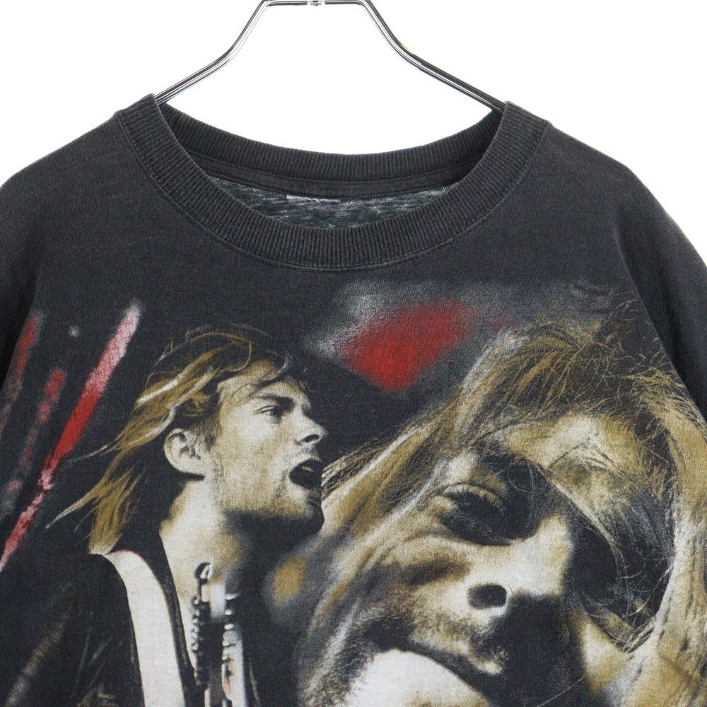 VINTAGE(ヴィンテージ) 90ー00s NIRVANA KURT COBAIN GRUNGEIS DEAD BOOTLEG ニルヴァーナ カートコバーン ブートレグ 両面プリント Tシャツ 半袖カットソー ブラック