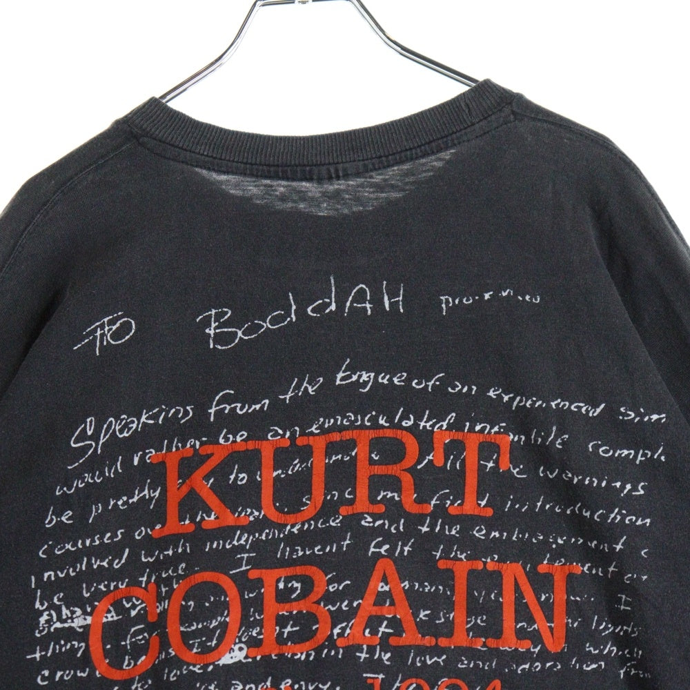 VINTAGE(ヴィンテージ) 90ー00s NIRVANA KURT COBAIN GRUNGEIS DEAD BOOTLEG ニルヴァーナ カートコバーン ブートレグ 両面プリント Tシャツ 半袖カットソー ブラック
