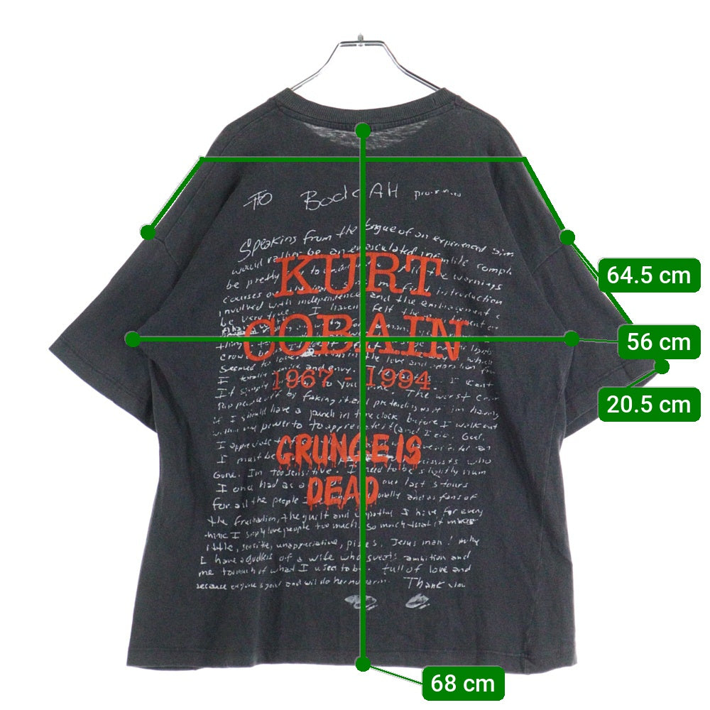 VINTAGE(ヴィンテージ) 90ー00s NIRVANA KURT COBAIN GRUNGEIS DEAD BOOTLEG ニルヴァーナ カートコバーン ブートレグ 両面プリント Tシャツ 半袖カットソー ブラック