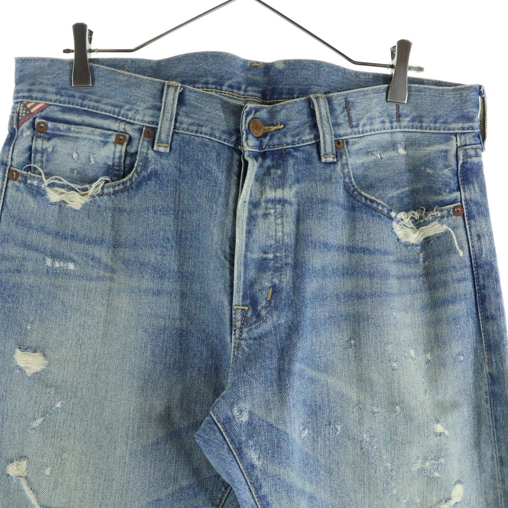 DENIM & SUPPLY RALPH LAUREN(デニム アンド サプライ ラルフローレン) ダメージ加工 デニム パンツ インディゴ 788530076003