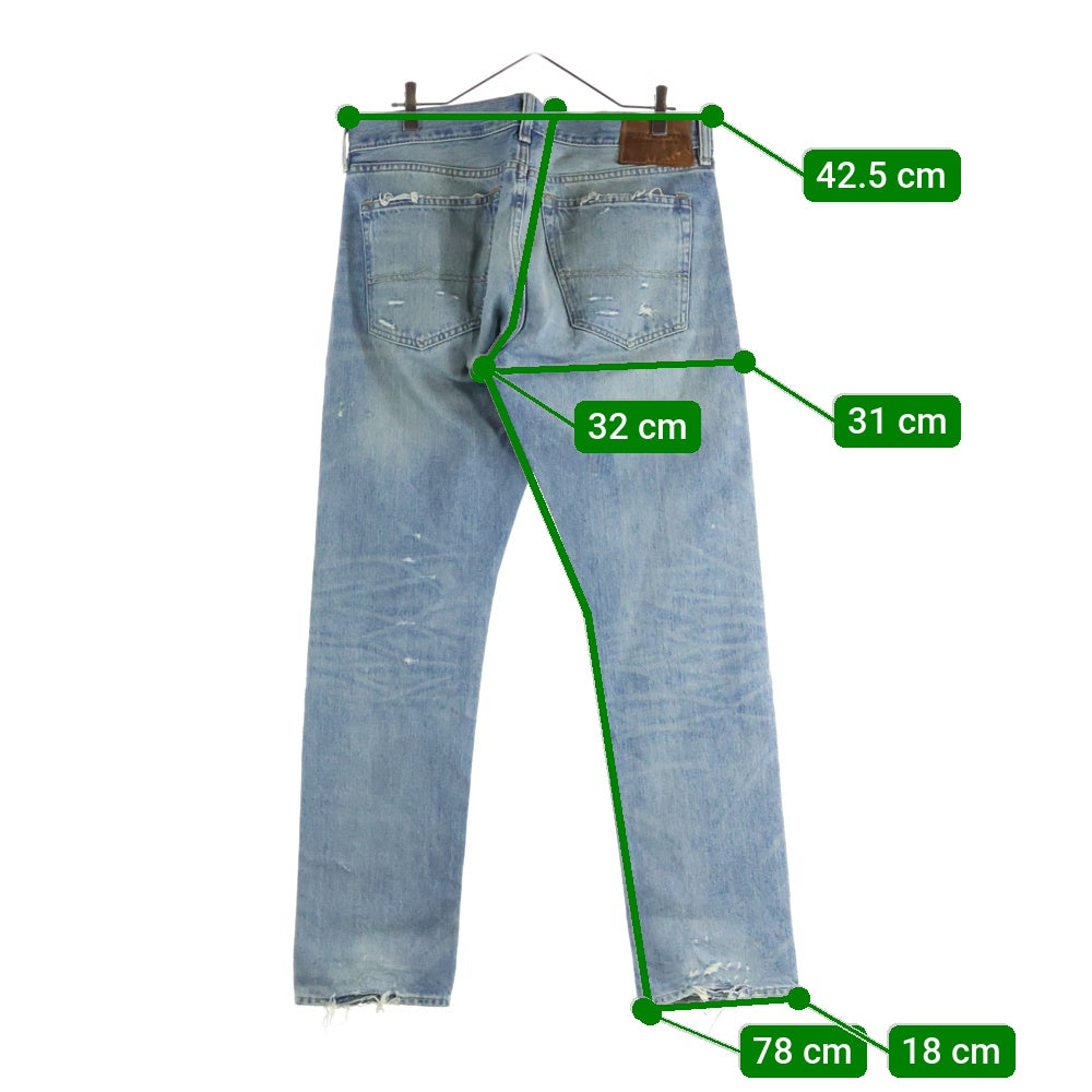 DENIM & SUPPLY RALPH LAUREN(デニム アンド サプライ ラルフローレン) ダメージ加工 デニム パンツ インディゴ 788530076003