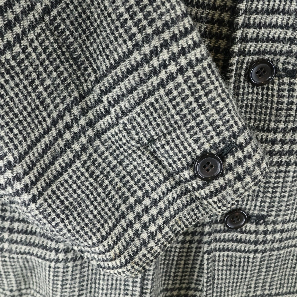 COMME des GARCONS HOMME(コムデギャルソンオム) 80s 田中オム Archive ウールナイロン 襟レザー切り替えコート ハーフコート ジャケット チェック
