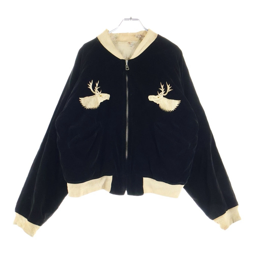 VINTAGE(ヴィンテージ) 50s VINTAGE Souvenir Jacket TTS ZIP 別珍 リバーシブルジャケット スカジャン ブラック/ベージュ