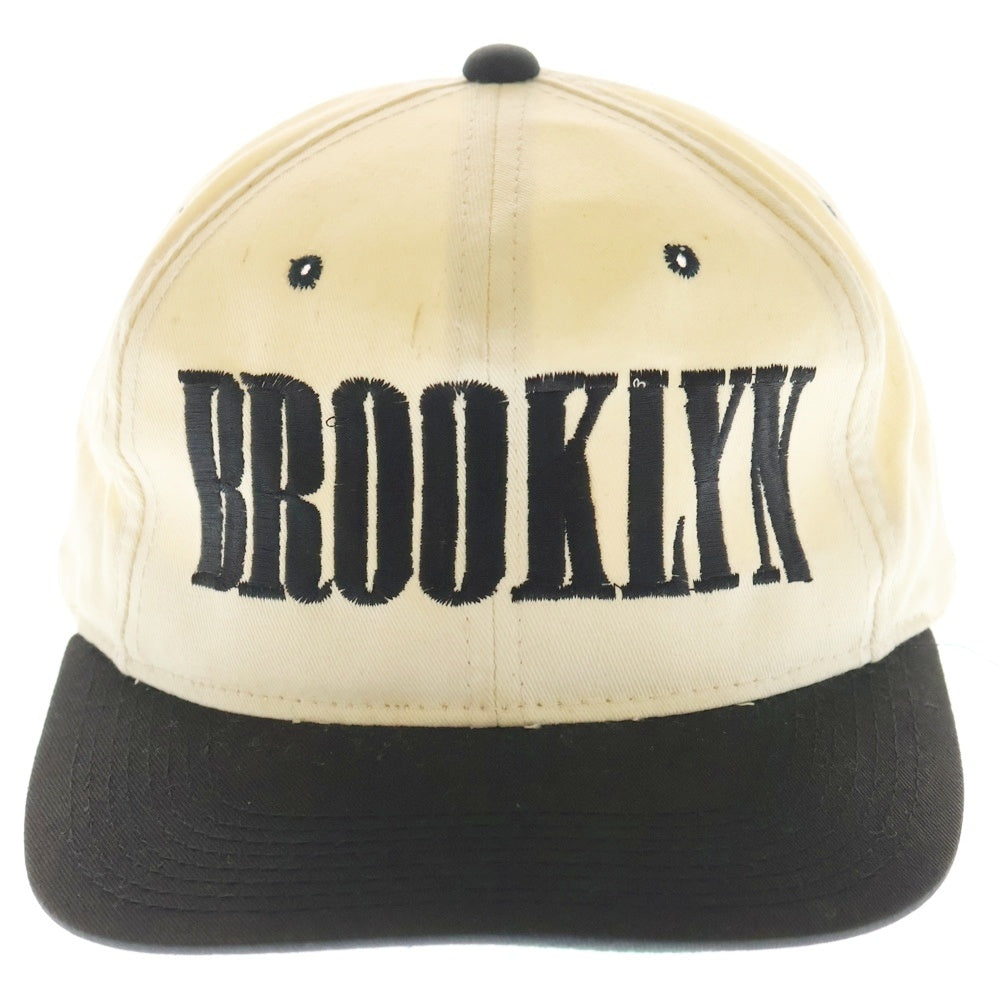VINTAGE(ヴィンテージ) 90s BROOKLYN フロント 刺繍 6パネル キャップ ブラック/アイボリー