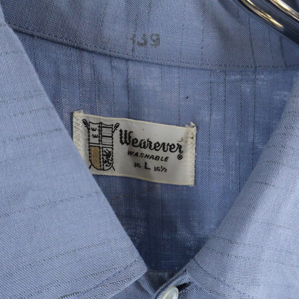 VINTAGE(ヴィンテージ) 60s WEARVER REGULAR COLLAR SHIRT ダブルポケット レーヨン レギュラーカラー カスリ 絣 長袖 シャツ ブルー