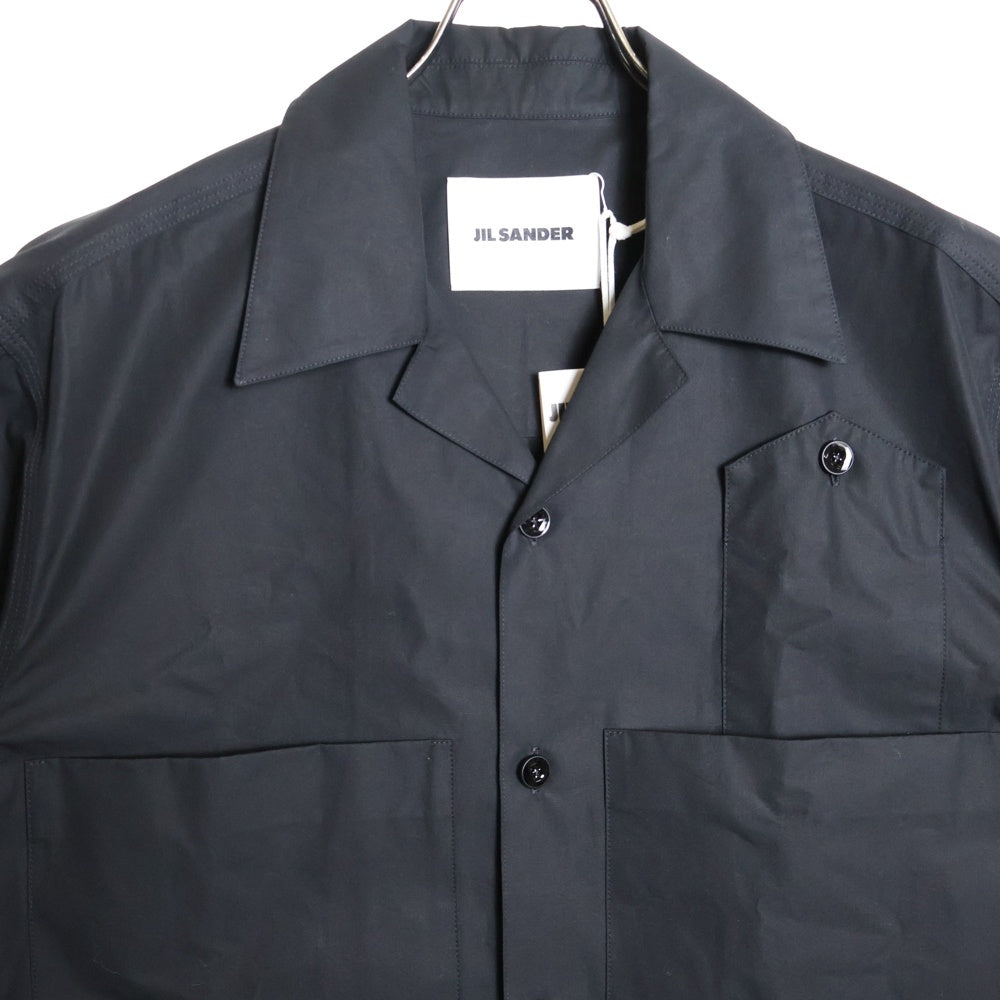 JIL SANDER(ジルサンダー) オープンカラー フロント ダブル ポケット 半袖 シャツ ブラック J22DL0291 J45002