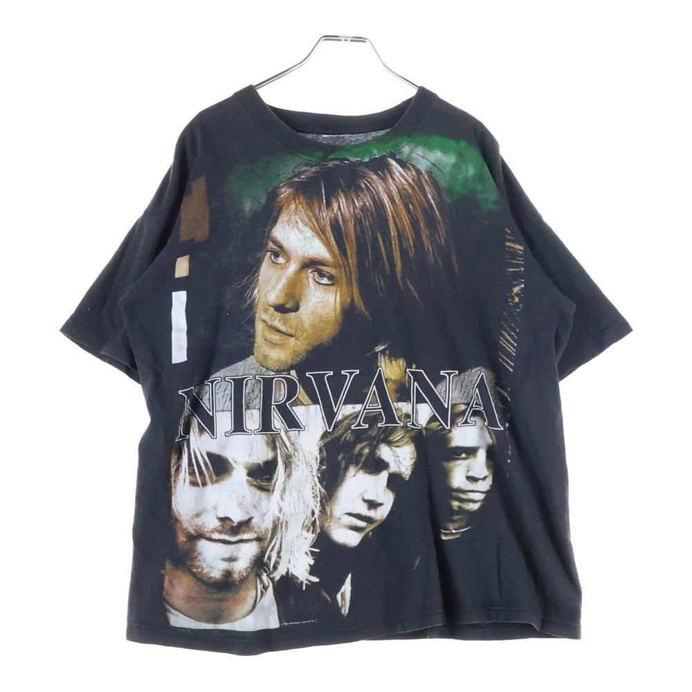 VINTAGE(ヴィンテージ) 90s NIRVANA KURT COBAIN Big Face Smile Tee Bootleg ニルヴァーナ カートコバーン スマイル ブートレグ 両面プリント 半袖Tシャツ カットソー ブラック