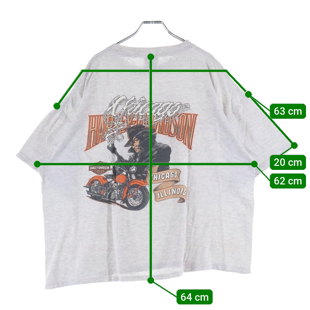 HARLEY DAVIDSON(ハーレーダビッドソン) 00s VINTAGE RED FLAME MOTOR TEE エンジン 両面プリント Tシャツ 半袖カットソー グレー