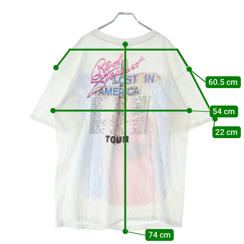 VINTAGE(ヴィンテージ) 80s ROD STEWART LOST IN AMERICA ロッド・スチュワート ロスト・イン・アメリカ ツアー Tシャツ 半袖カットソー ホワイト