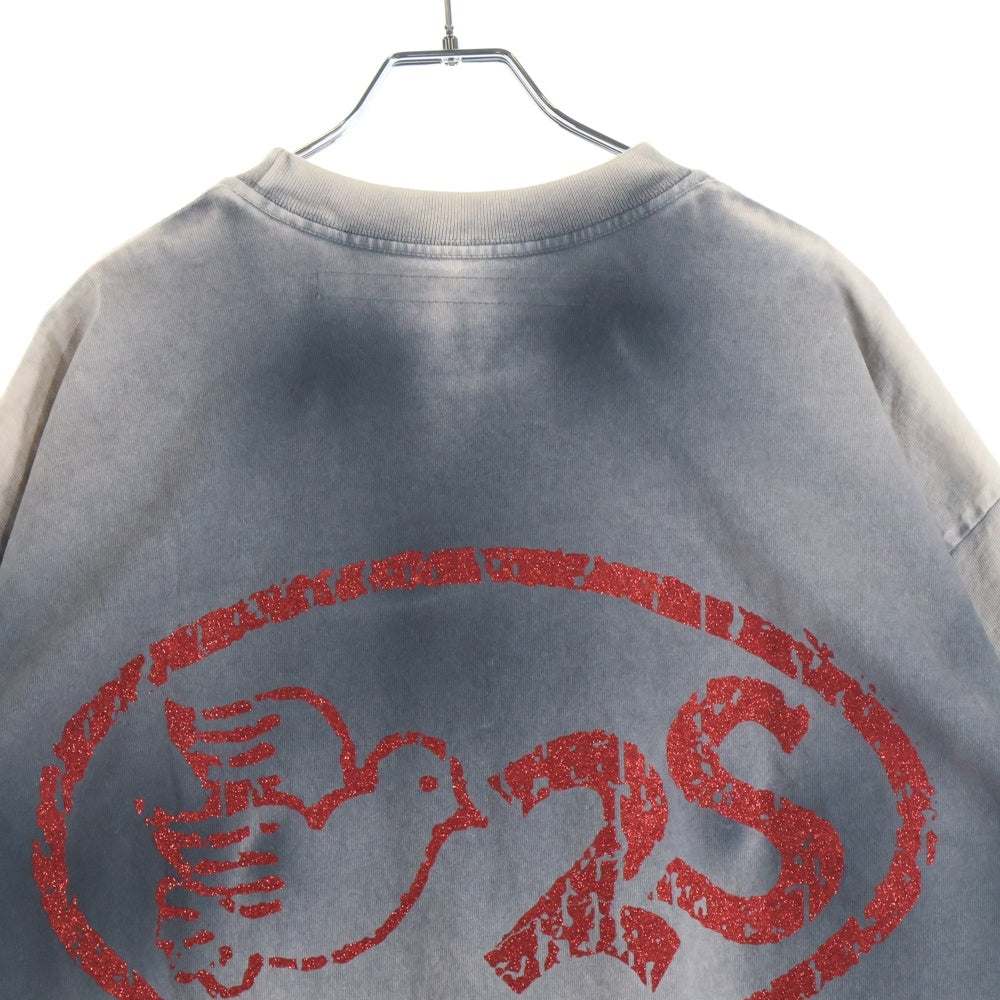 NO BRAND(ノーブランド) SeCND SLF ロゴ デザイン 半袖 Tシャツ グレー