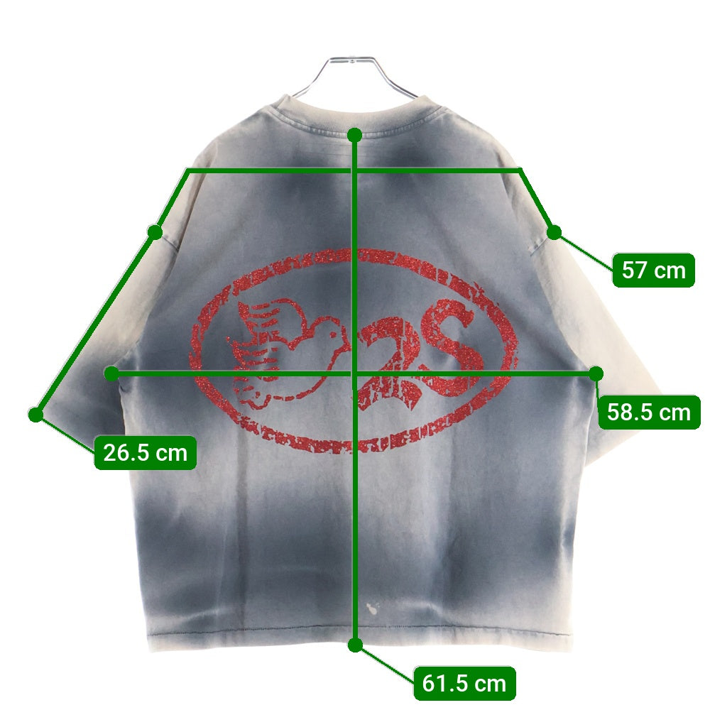 NO BRAND(ノーブランド) SeCND SLF ロゴ デザイン 半袖 Tシャツ グレー