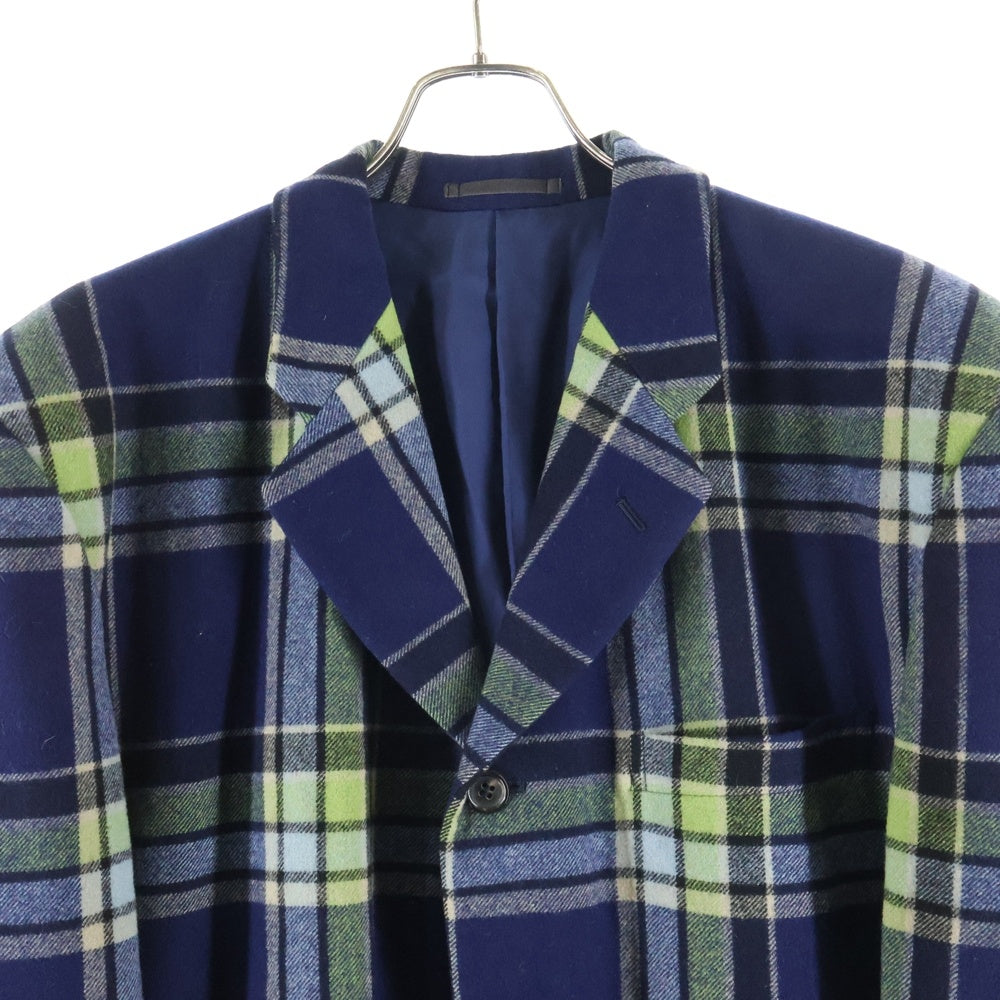 COMME des GARCONS HOMME PLUS(コムデギャルソンオムプリュス) 80s ウールフランネルチェック ジャケット テーラードジャケット グリーン×ネイビー