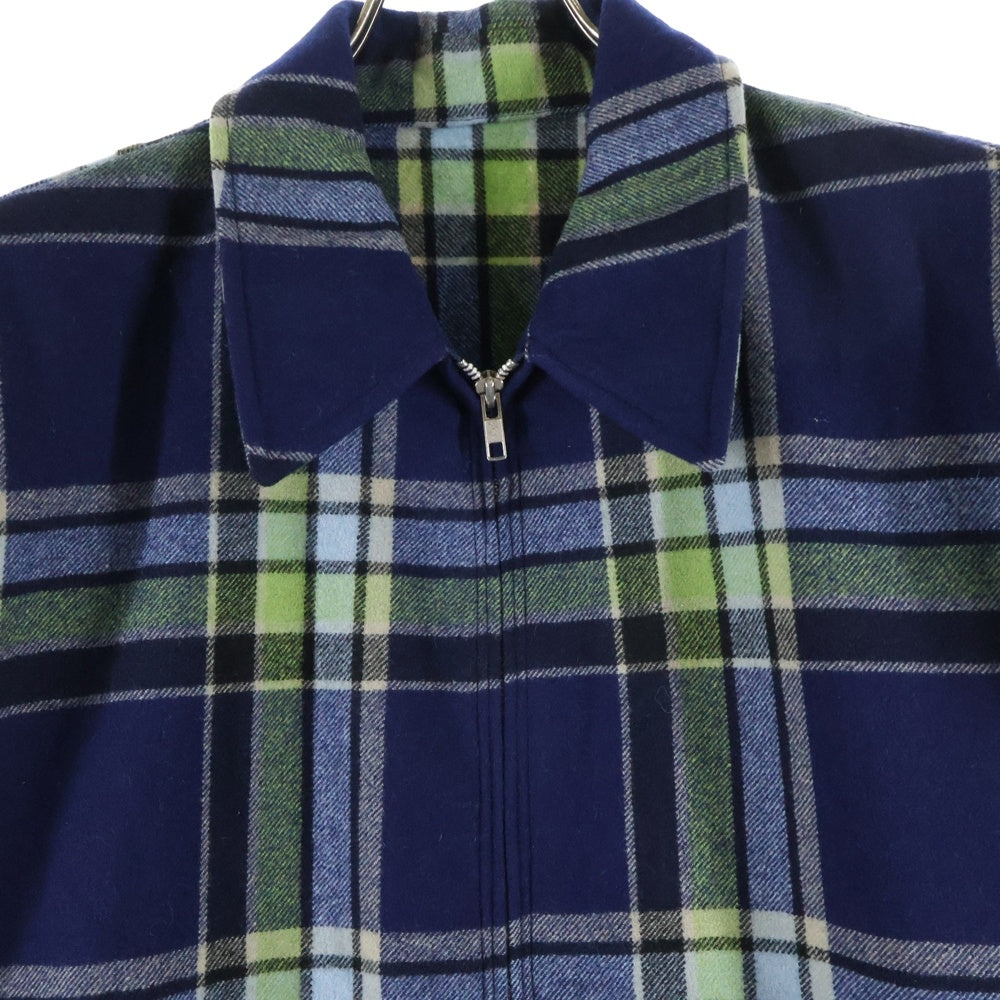 COMME des GARCONS HOMME PLUS(コムデギャルソンオムプリュス) 80s ウールフランネルブルゾン ジップアップジャケット グリーン×ネイビー