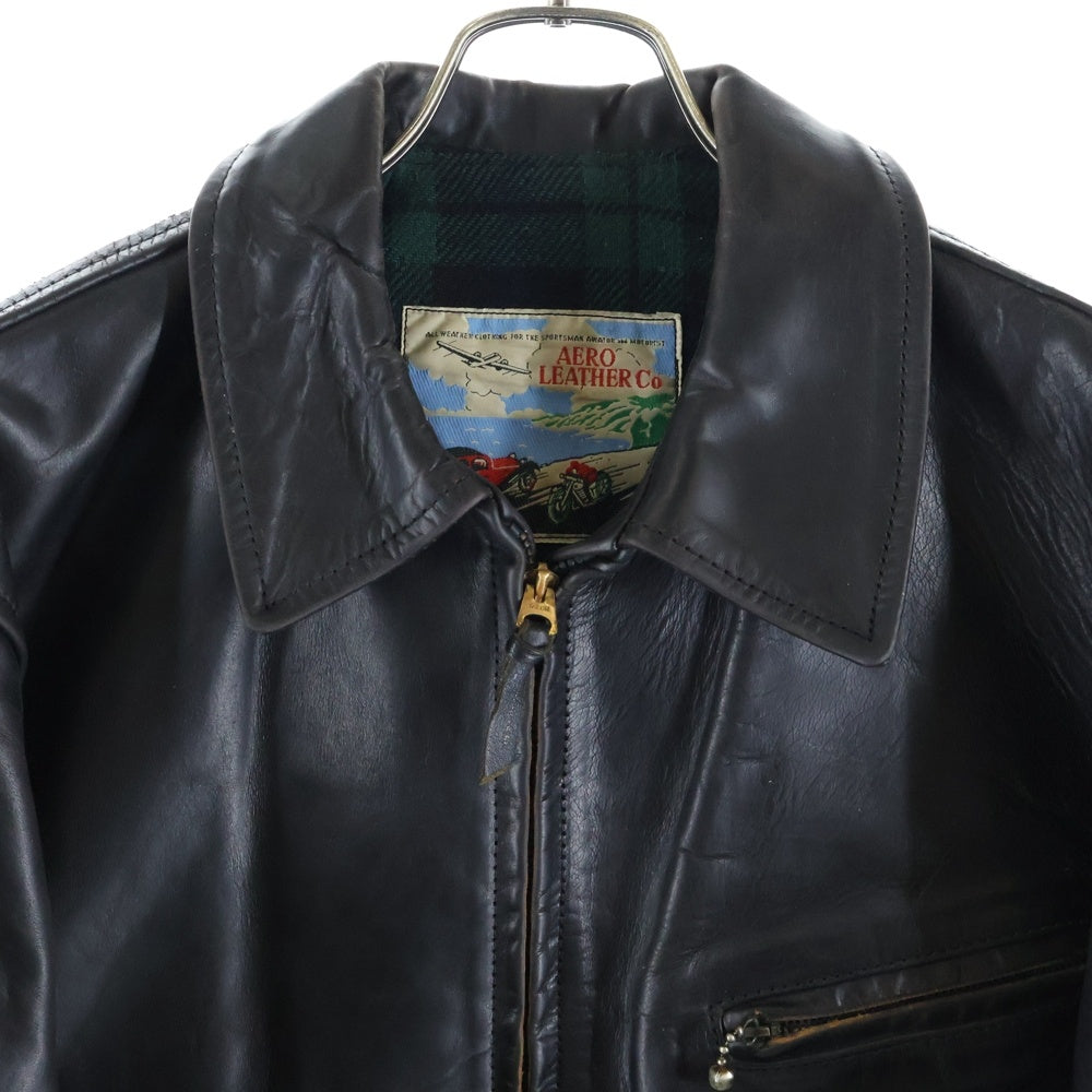 VINTAGE(ヴィンテージ) AERO LEATHER Co Horsehide ライナー ブラックウォッチ TALON ジップ エアロレザージャケット ブラック