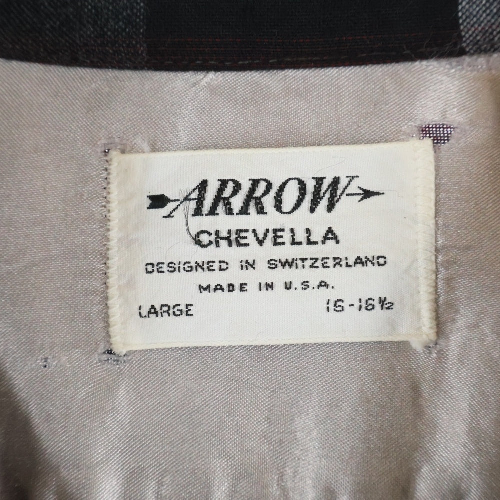 VINTAGE(ヴィンテージ) 60s ARROW CHEVELLA RAYON OPEN COLLAR OMBRE SHIRT アロー レーヨン オンブレ オープンカラー 開襟 長袖 シャツ レッド/ブラック/グレー