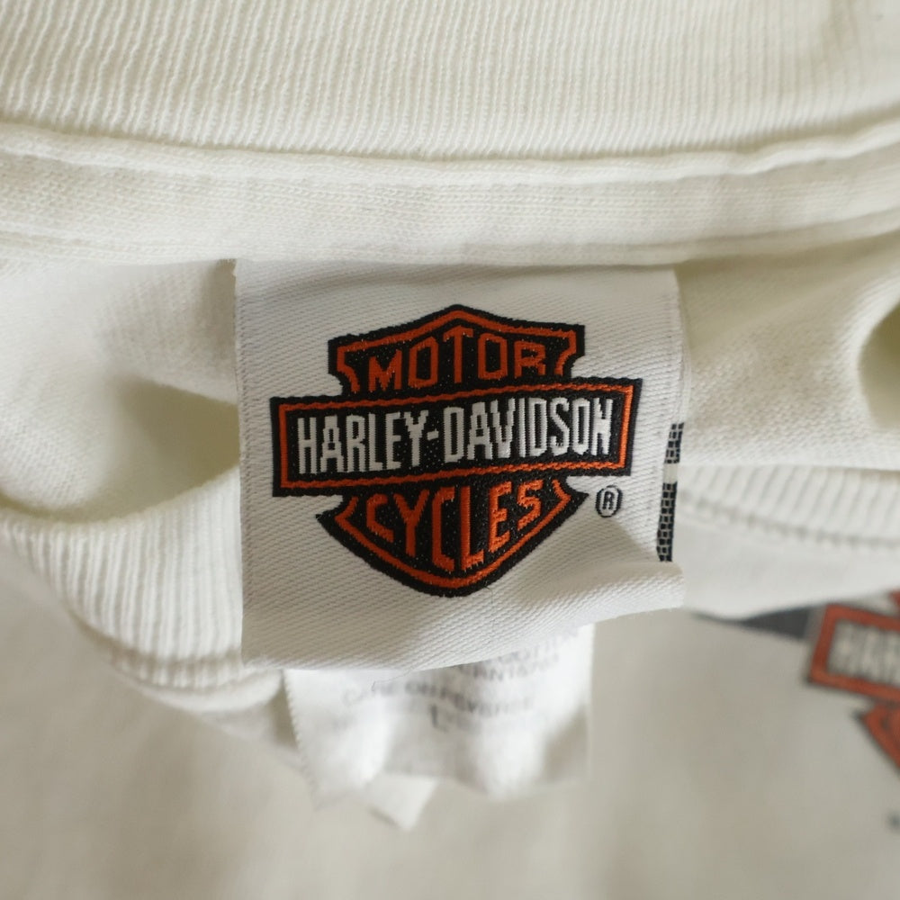HARLEY DAVIDSON(ハーレーダビッドソン) 00s VINTAGE LAS VEGAS DICE ARM PRINT L/S ラスベガス アーム プリント Tシャツ 長袖カットソー ホワイト