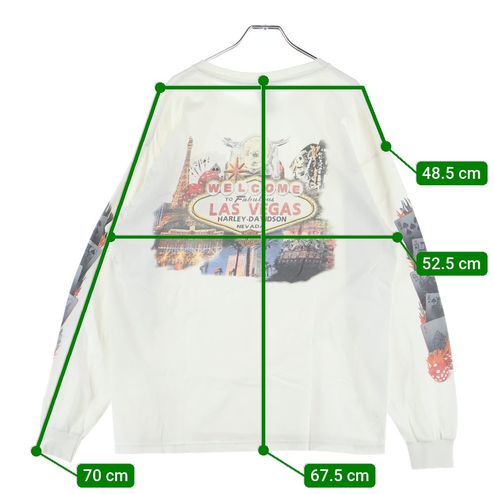 HARLEY DAVIDSON(ハーレーダビッドソン) 00s VINTAGE LAS VEGAS DICE ARM PRINT L/S ラスベガス アーム プリント Tシャツ 長袖カットソー ホワイト