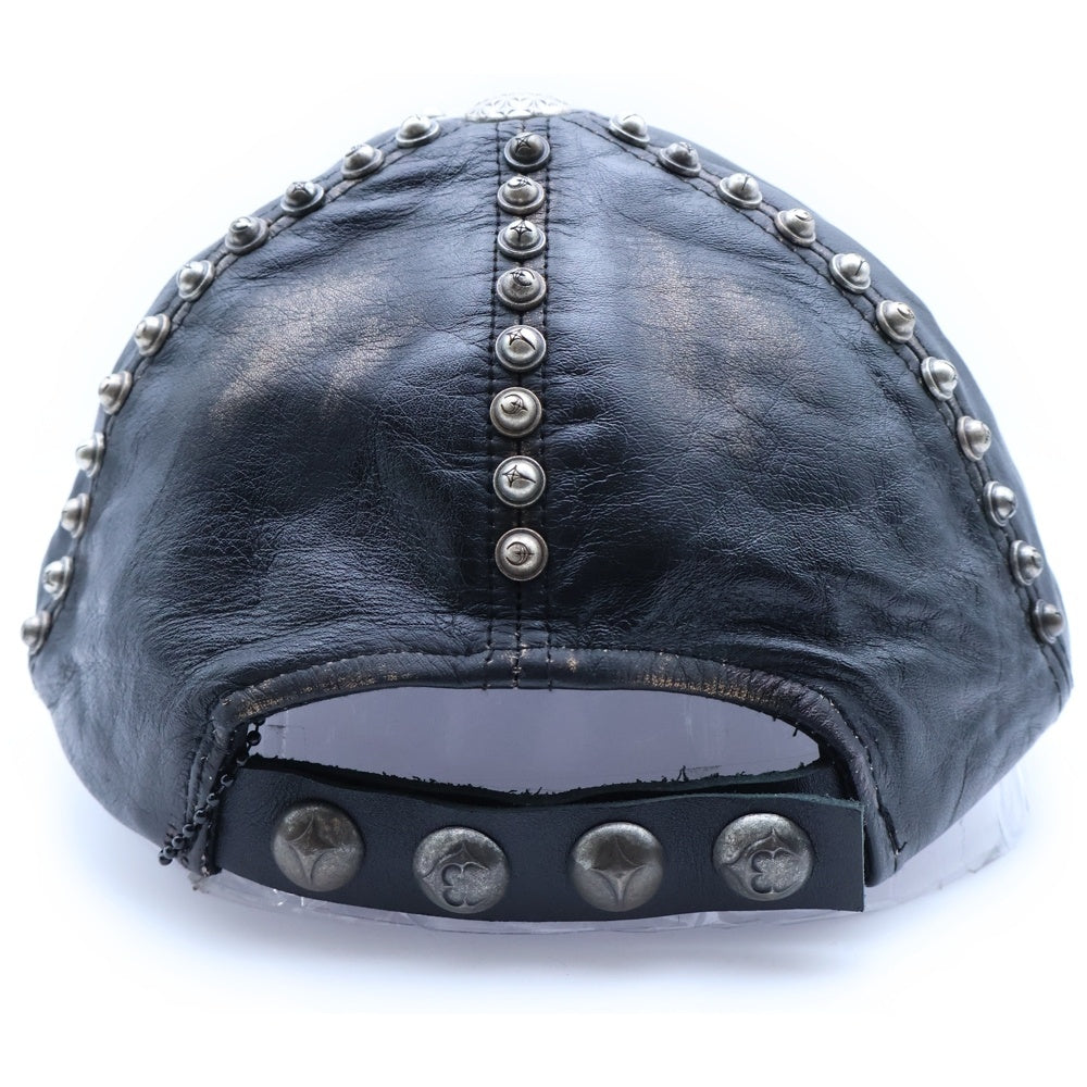THUG CLUB(サグクラブ) 25AW STUDDED WASHED LEATHER CAP TC25AC2103 スタッズ ウォッシュド レザー ベースボール キャップ ブラック