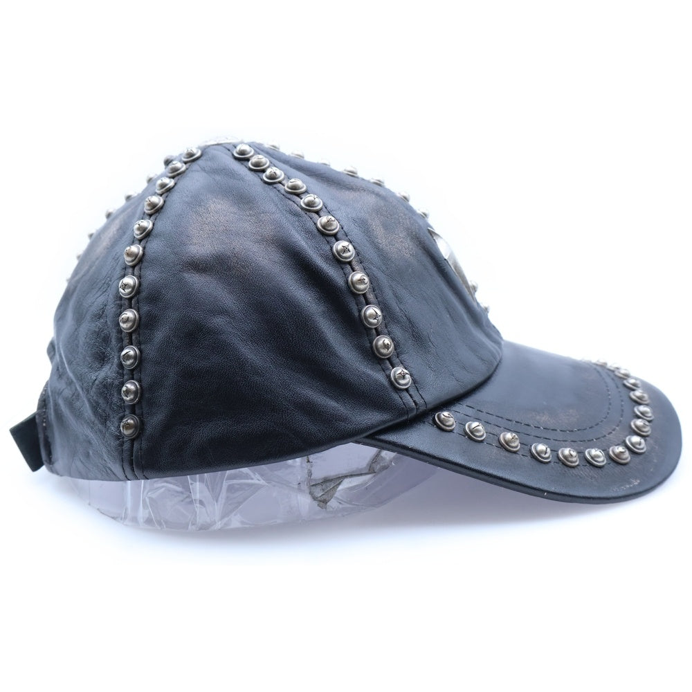 THUG CLUB(サグクラブ) 25AW STUDDED WASHED LEATHER CAP TC25AC2103 スタッズ ウォッシュド レザー ベースボール キャップ ブラック