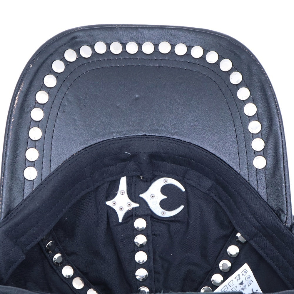 THUG CLUB(サグクラブ) 25AW STUDDED WASHED LEATHER CAP TC25AC2103 スタッズ ウォッシュド レザー ベースボール キャップ ブラック