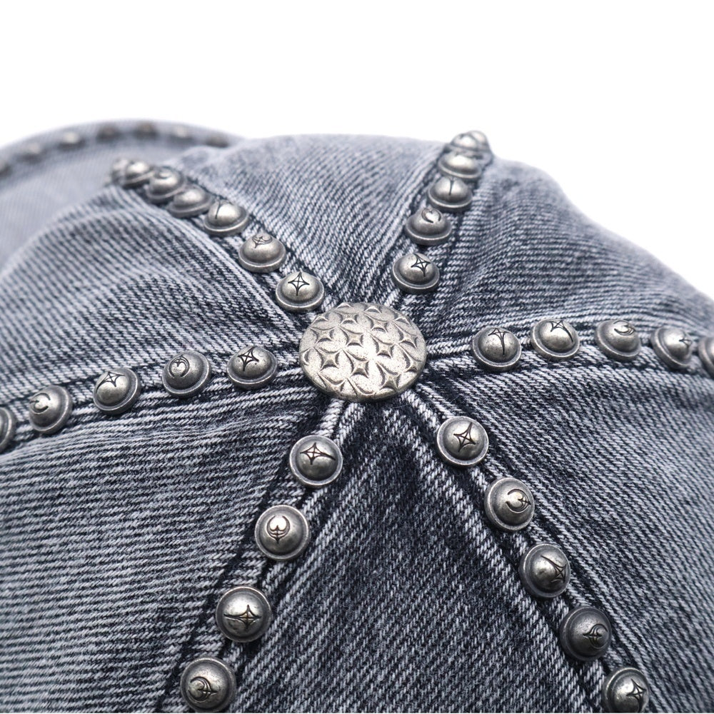 THUG CLUB(サグクラブ) 25AW STUDDED DENIM CAP TC25AC2104 スタッズ デニム ベースボール キャップ グレー
