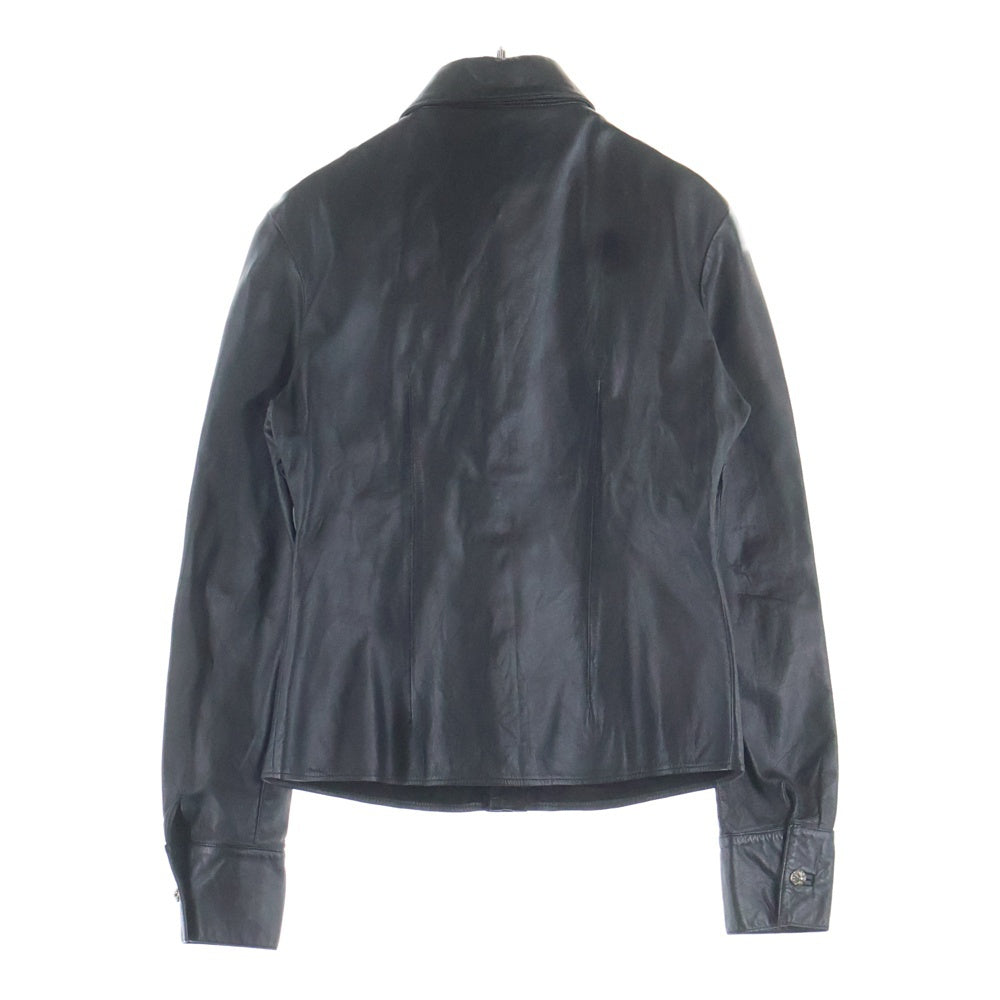 CHROME HEARTS(クロムハーツ) CROSS BALL クロスボールボタン レザーシャツ ジャケット ブラック/シルバー