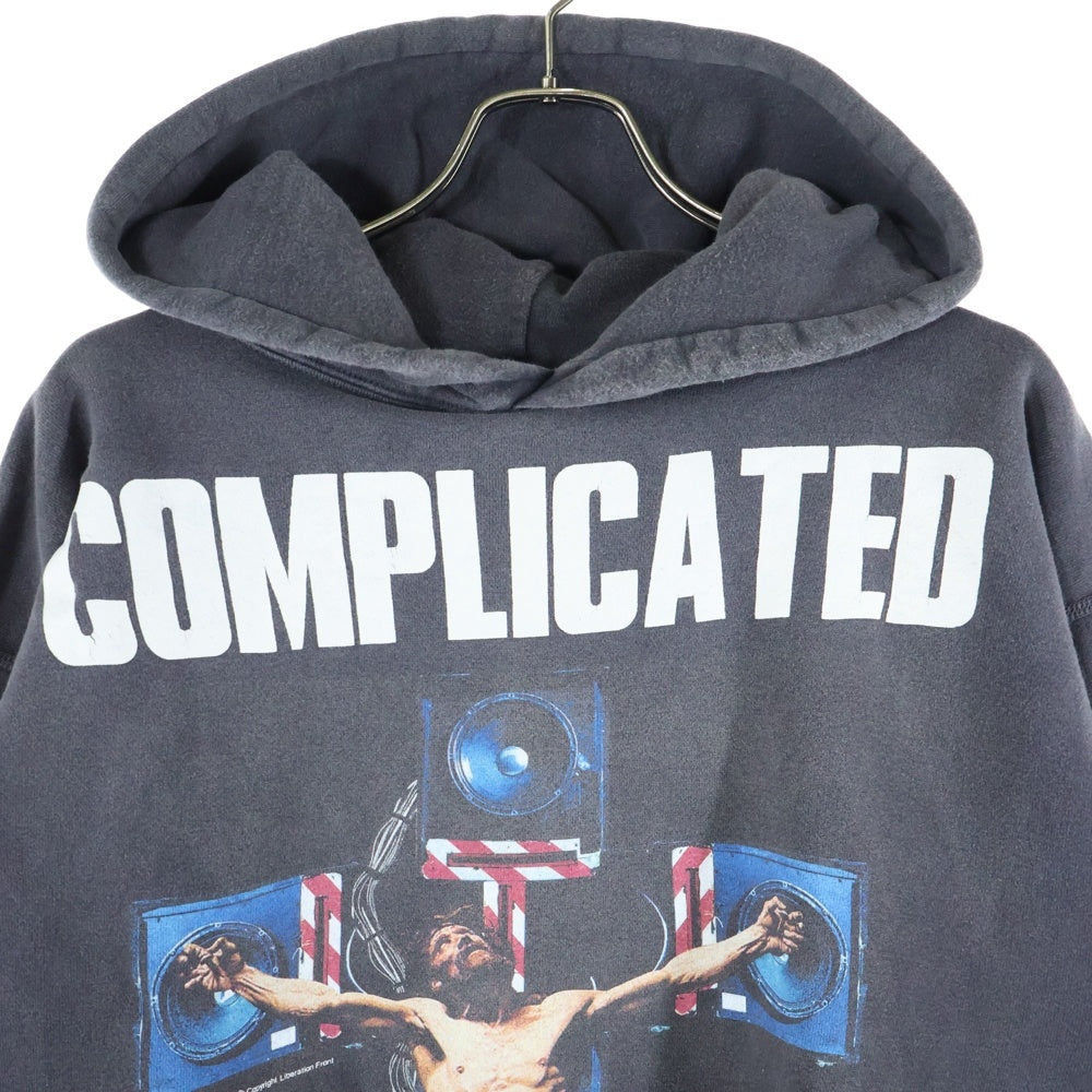 SAINT MICHAEL(セントマイケル) 23AW COMPLICATED KK_HOODIE ヴィンテージ加工プルオーバーパーカー SM-A23-0000-C20 グレー