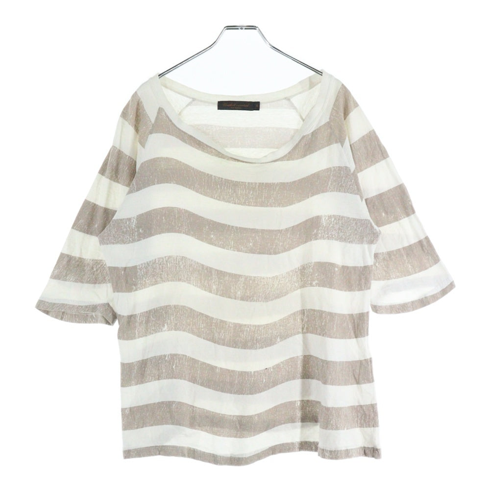 UNDERCOVER(アンダーカバー) 04SS languid期 歪み期 歪みボーダーTシャツ カットソー ホワイト×ベージュ