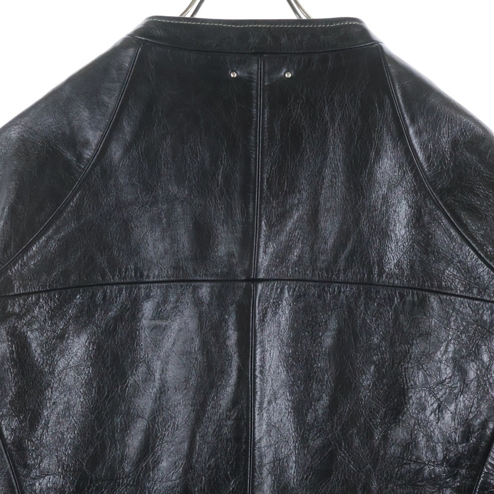 MINEDENIM(マインデニム) Washed Horse Leather Single zip JKT YT-MNDー01-99-022 ウォッシュド ホース レザー シングル ライダース ジャケット ブラック