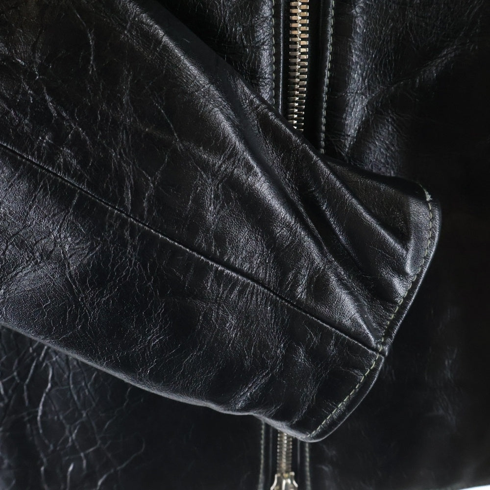 MINEDENIM(マインデニム) Washed Horse Leather Single zip JKT YT-MND