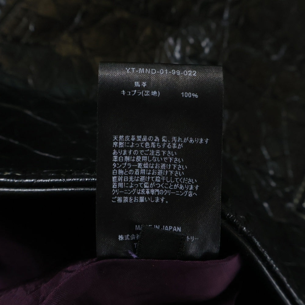 MINEDENIM(マインデニム) Washed Horse Leather Single zip JKT YT-MNDー01-99-022 ウォッシュド ホース レザー シングル ライダース ジャケット ブラック