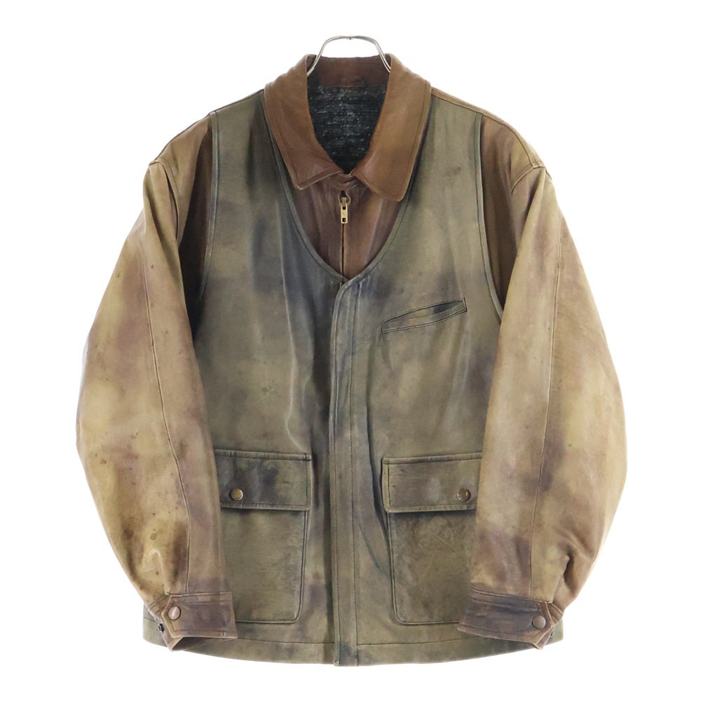 COMME des GARCONS HOMME(コムデギャルソンオム) 80s デカオム 最初期 レイヤードデザイン レザージャケット ブラウン