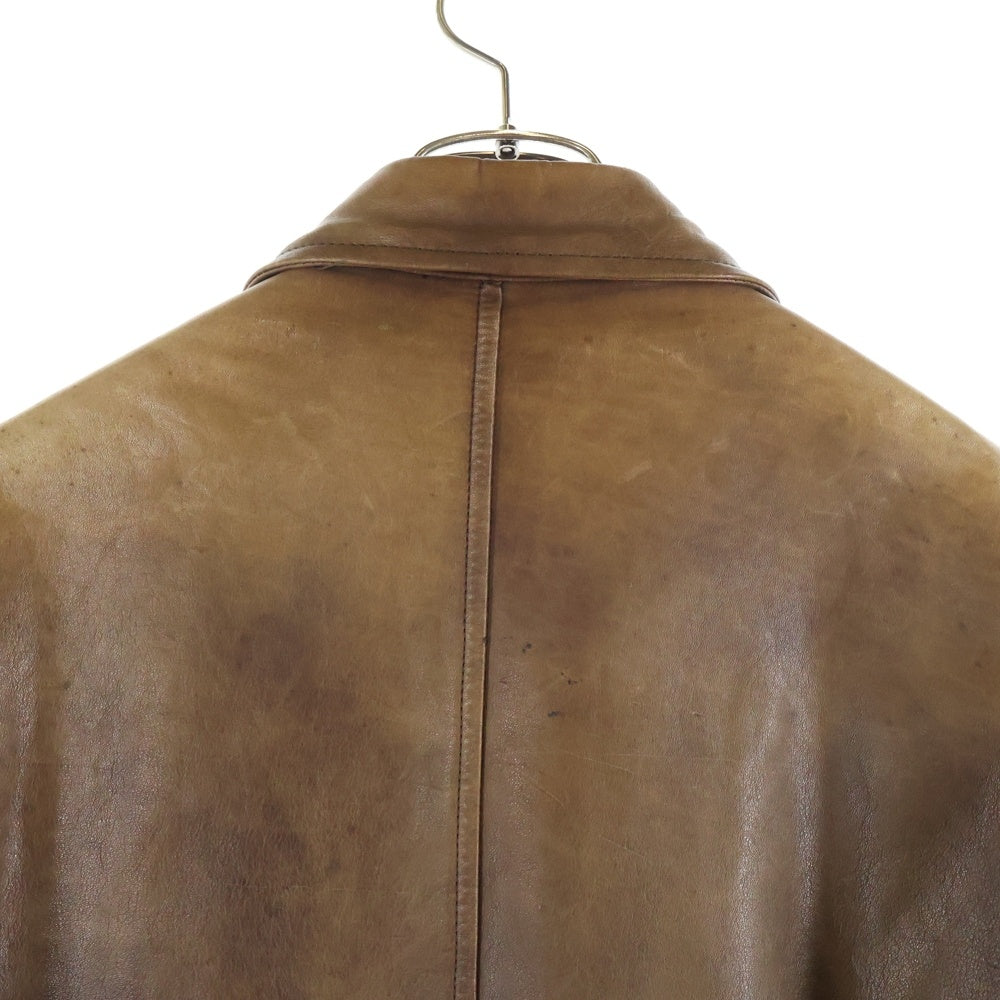 COMME des GARCONS HOMME(コムデギャルソンオム) 80s デカオム 最初期 レイヤードデザイン レザージャケット ブラウン